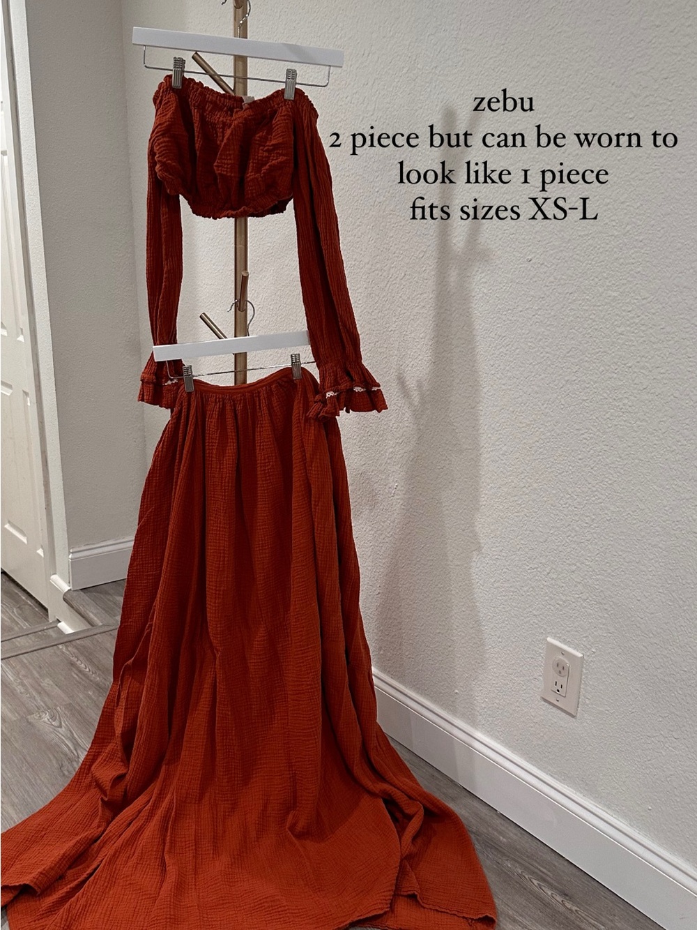 Women's Two-Piece Maxi Skirt Set in Rust Red maternity photoshoot dress